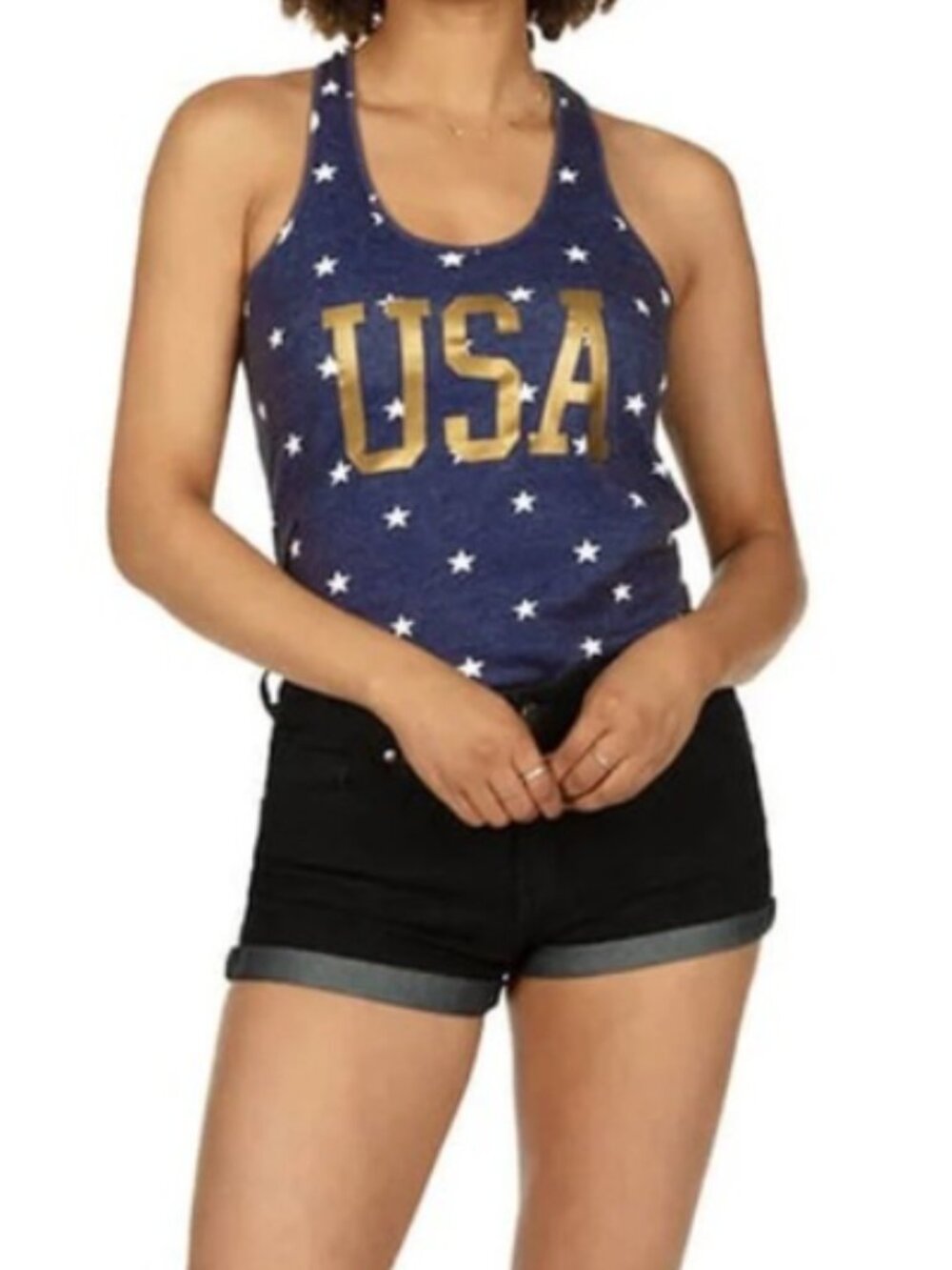 Tipsy Elves Tipsy Elves "USA" Gold Foil Navy Racer Back 1x